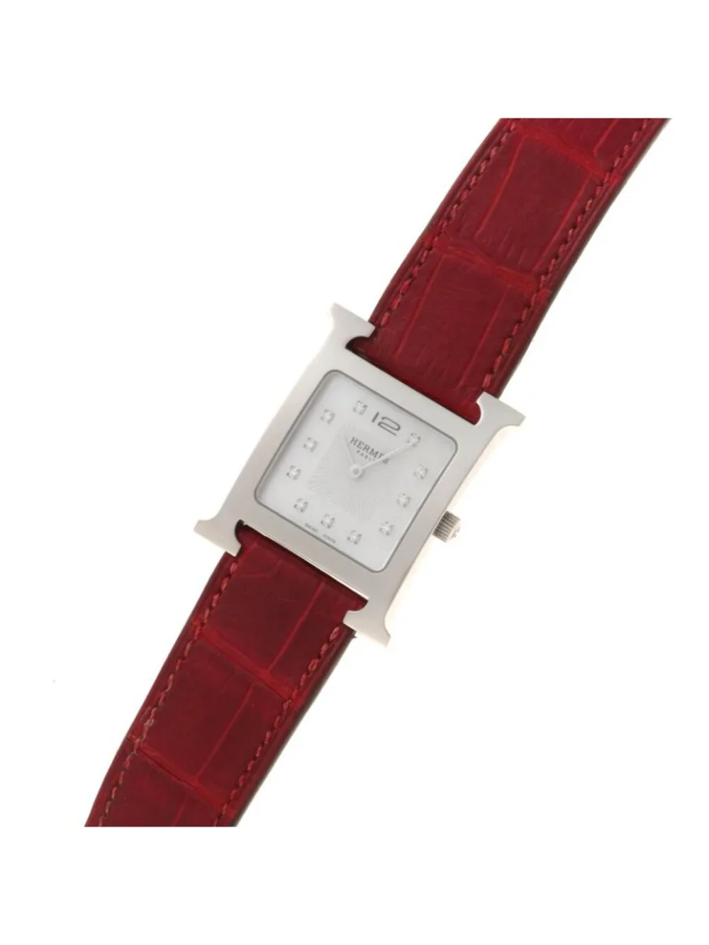 Hermes H Watch Stainless Steel White Shell